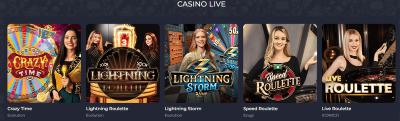 Giochi del casinò live disponibili su Rolling Slots con dealer professionisti